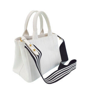 Prada canvas handles Tote 2way handbag Canapa top White